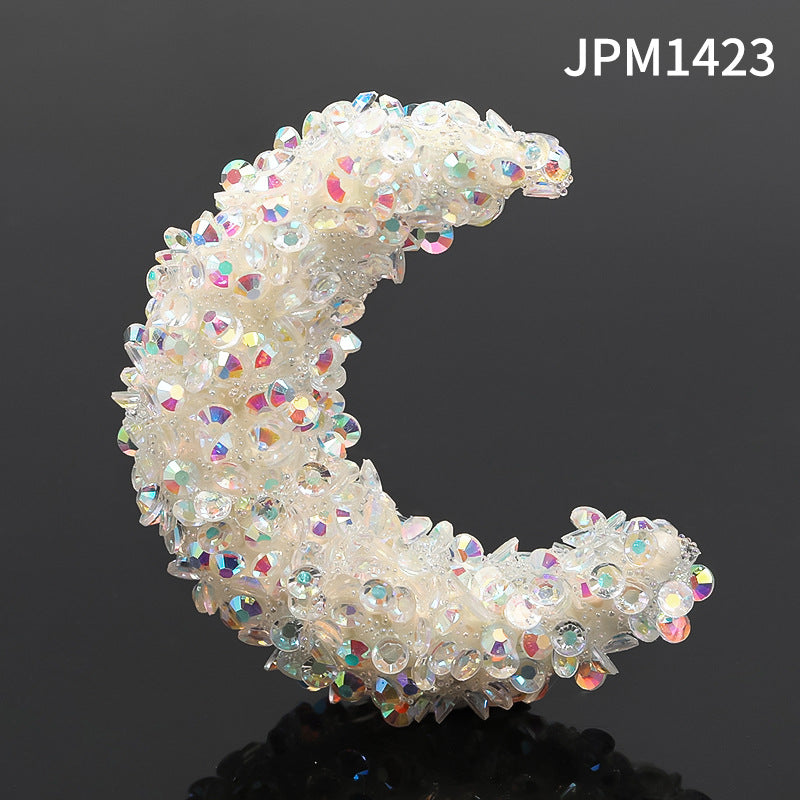 Wholesale 10PCS Jelly Color Big Moon Resin Drill Beads Cross Hole Acrylic Beads